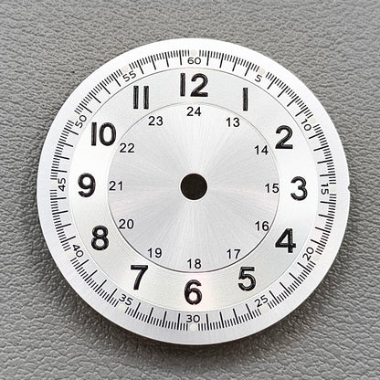 Silver Pilot 29mm Nologo Watch Dial Face for NH35 NH36 Movement
