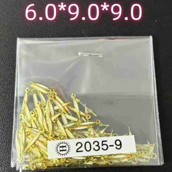 100sets 9mm Golden Trim Leaf Shape Watch Hands for Miyota 2035 2115 PC21