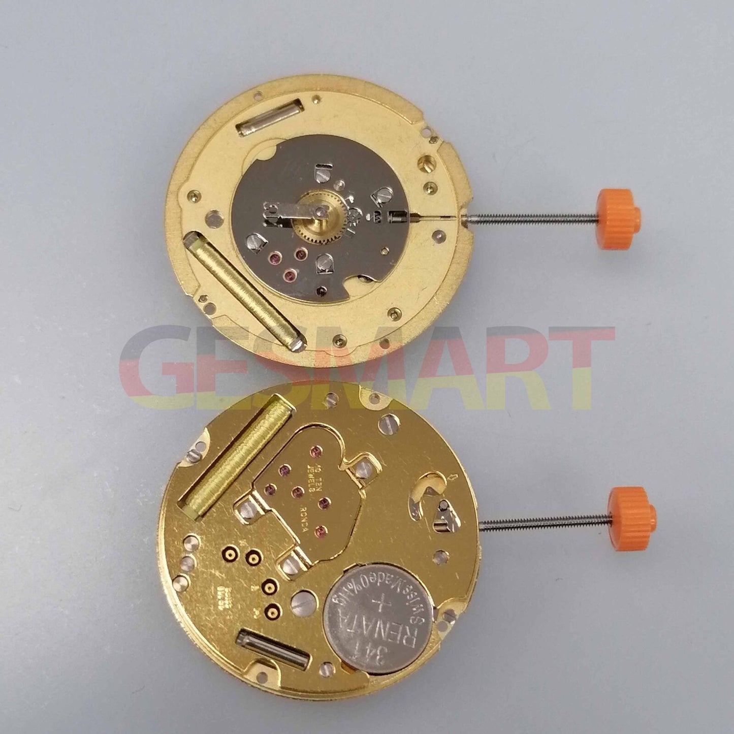 Ronda 1004 Swiss quartz watch movement with small second hand, perfect for precise timekeeping.