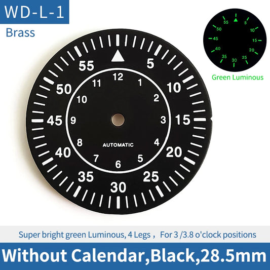 Pilot Style Black 28.5mm Watch Dial Fit For Skx007 Skx009 Sprd NH35 NH36