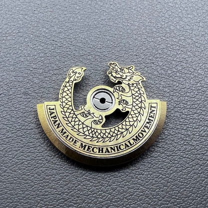Black carved golden dragon rotor for NH35 NH36 watch movement, enhancing mechanical elegance.