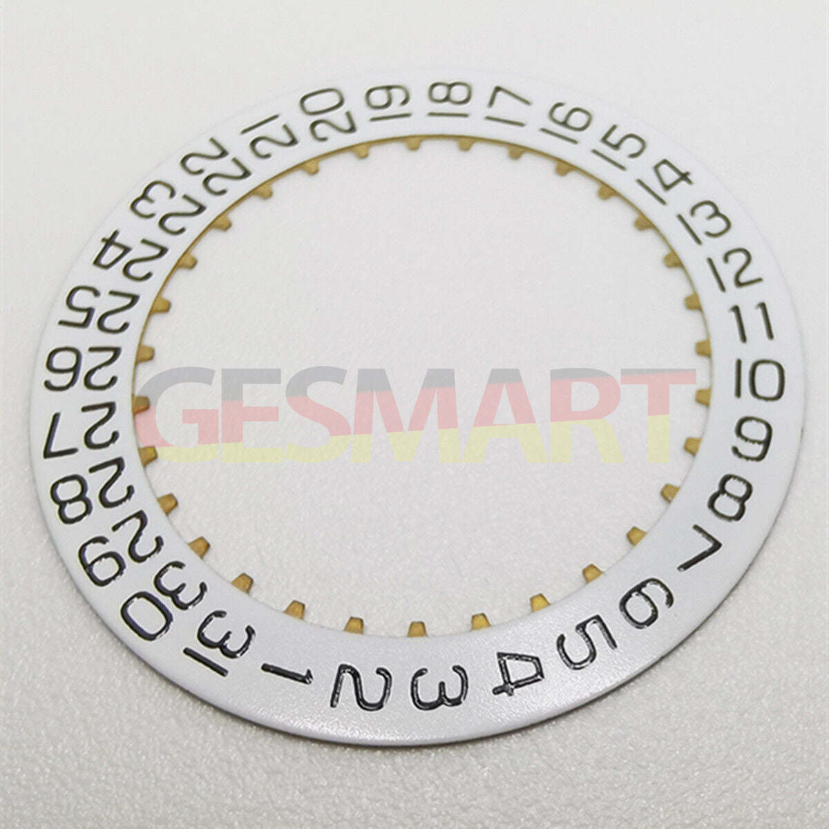 White week date wheel for SW200 movement with date display at 3 o'clock, generic replacement part.