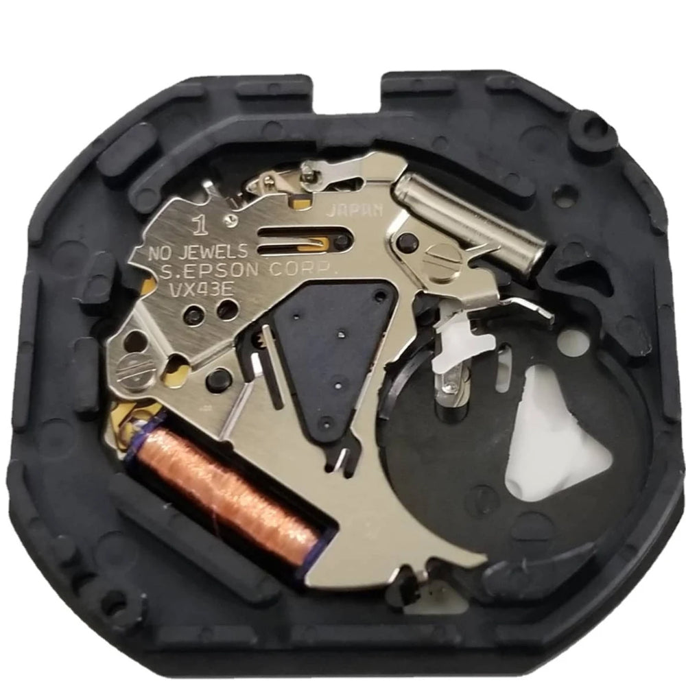 New Hattori Epson VX43 quartz watch movement with Chinese and English characters for precise timekeeping.