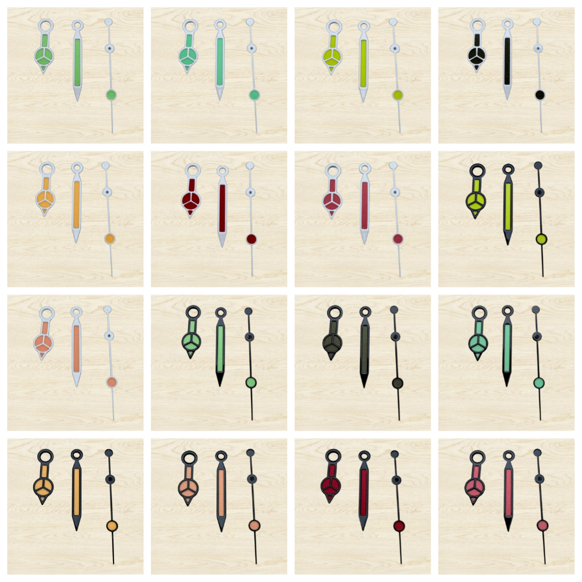 Green Luminous ColorfulCusp Benz 7.75*12*12.5mm Watch Hands for NH35/NH36/4R/7S