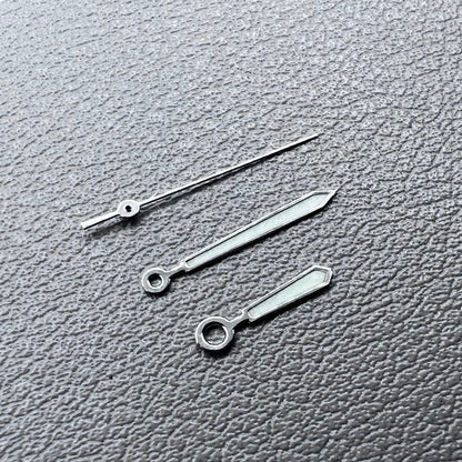 2 Sets Silver Trim Green Lume Watch Hands for Ronda 515 Movement