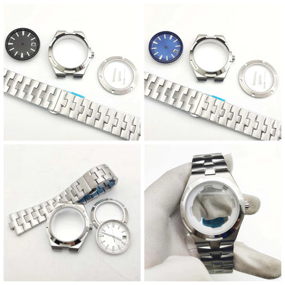 41mm Watch Case Strap Set for NH35 NH36 Sapphire Glass Transparent Back Cover