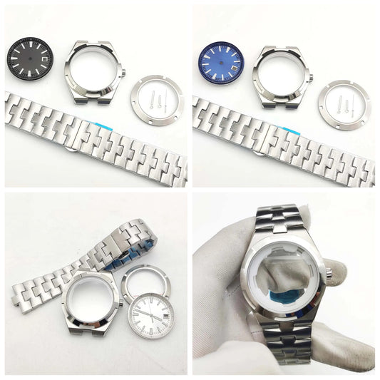 41mm Watch Case Strap Set for NH35 NH36 Sapphire Glass Transparent Back Cover