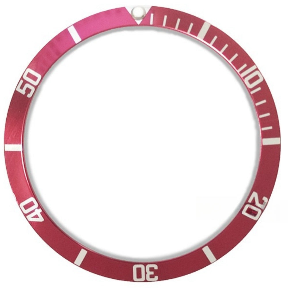 Red vintage aluminum watch bezel with white font, 36.5/30.8mm slope design for watch repair -