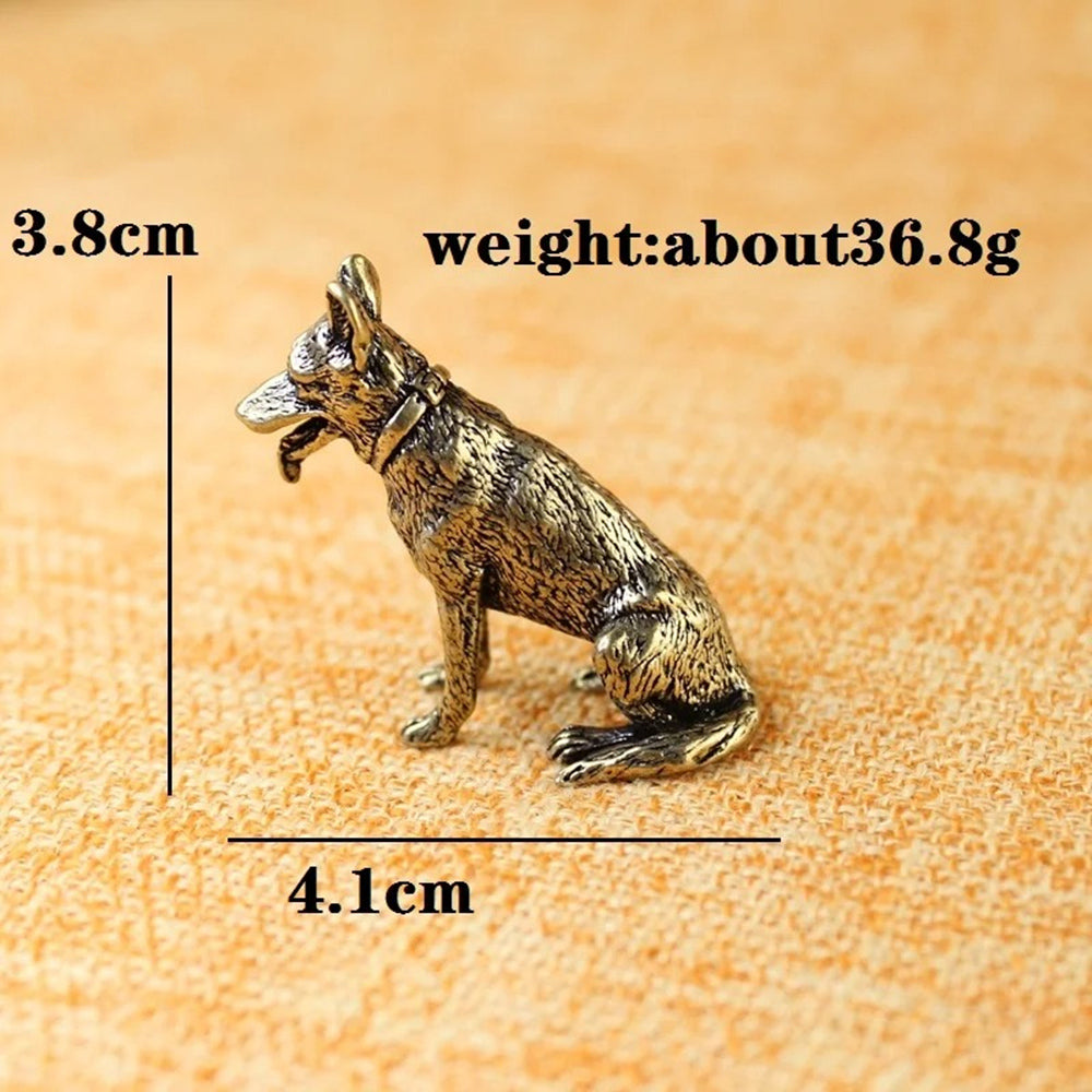 Solid copper dog trinket with vintage bronze finish, hand-carved details, perfect collectible gift.