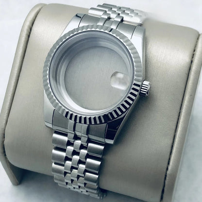 36mm/40mm Fluted Bezel Case Sapphire Glass For Mod  Steel Case Fit Nh35 Nh36