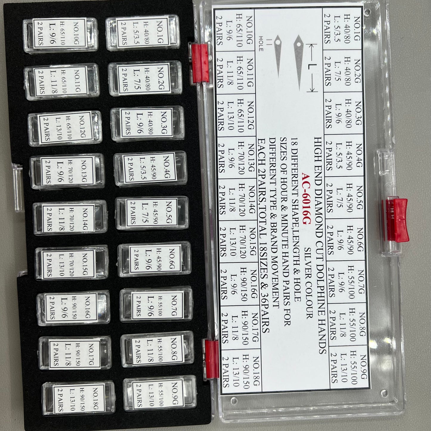 36 Pärchen hochwertig diamantgeschnittene Delfinuhrzeiger goldbeschichtet