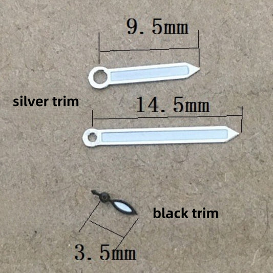 Black Trim Small Second watch hands, 14.5mm, for Seagull ST6 automatic mechanical movement, precise fit.