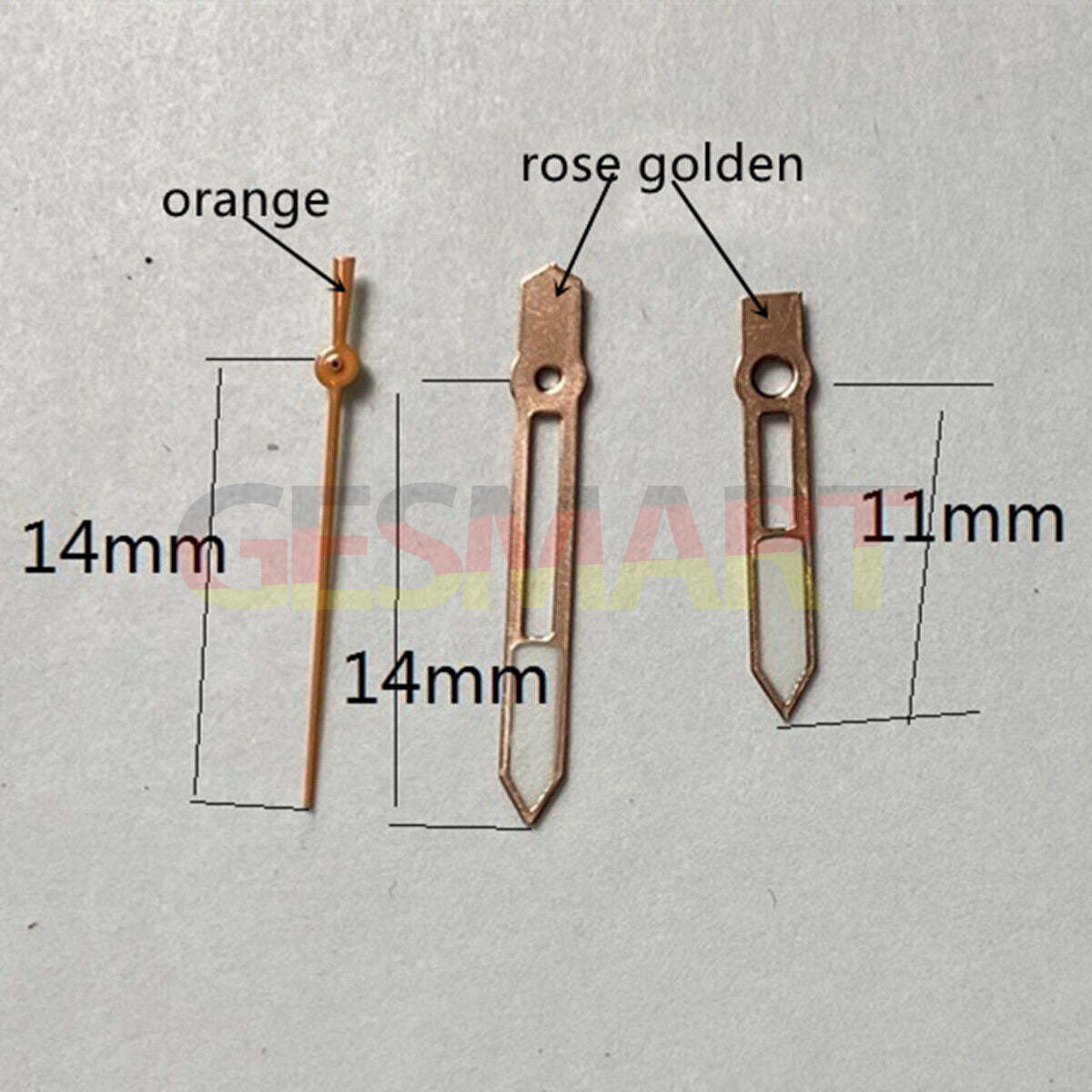 14mm rose gold hollow lume watch hand by Miyota, ideal for 2315 2035 2036 2115 2305 movements