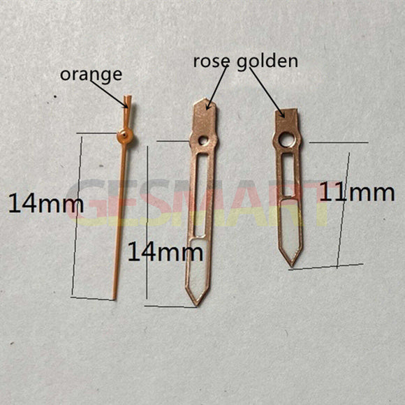 14mm Rose Golden Trim Hollow Lume Watch Hand for Miyota 2315 2035 2036 2115 2305