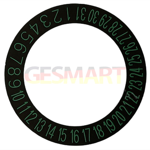 Black Background Green Font Date Disk Wheel for Movement NH35 NH36 Date At 6