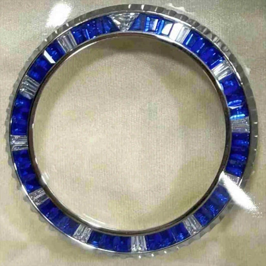 Blue+Silver Daytona T-Shaped Square Diamond Moissanite Watch Bezel Fit For 116599