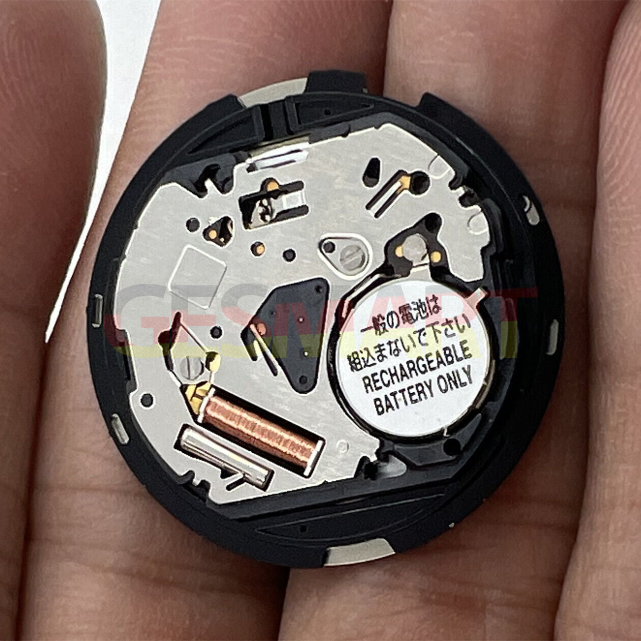 Hattori Epson VS37A solar-powered quartz watch movement from Japan for precise timekeeping.
