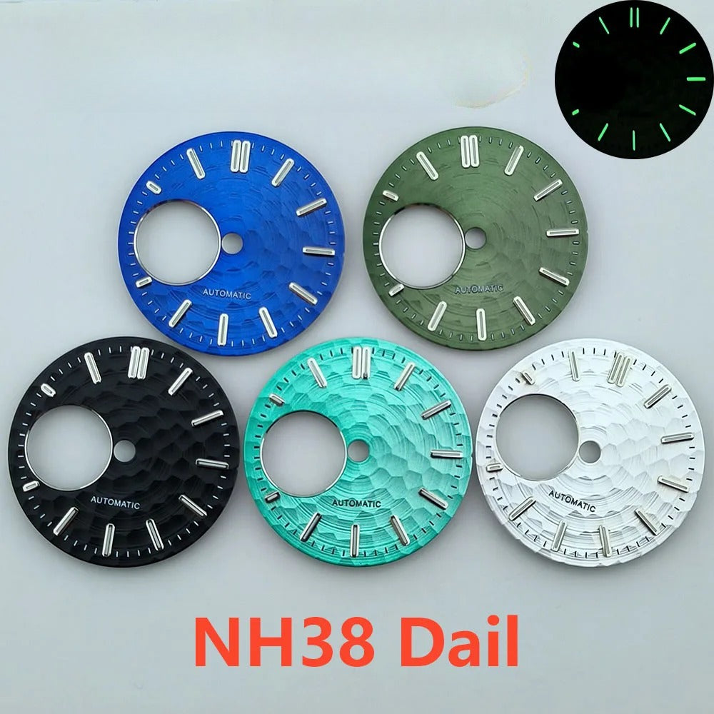 Modified 28.5mm Multicolor Watch Dial Green with Luminous for NH38 Movement
