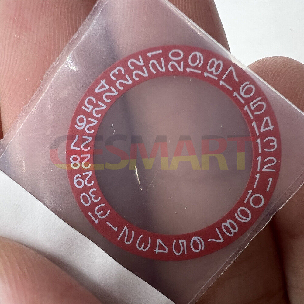 Red date wheel with white numerals, compatible with Miyota NH35 NH36 movements, watch accessory.