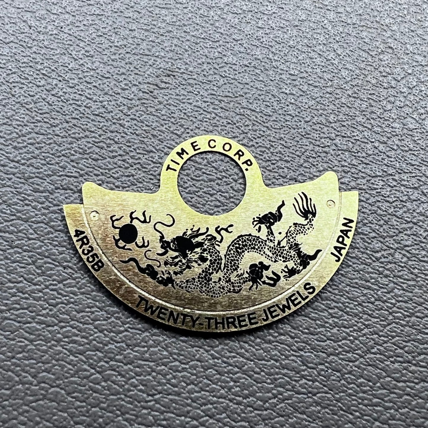 Golden Dragon rotor overlay for NH35 NH36 4R35 watch movement, enhancing style and branding.