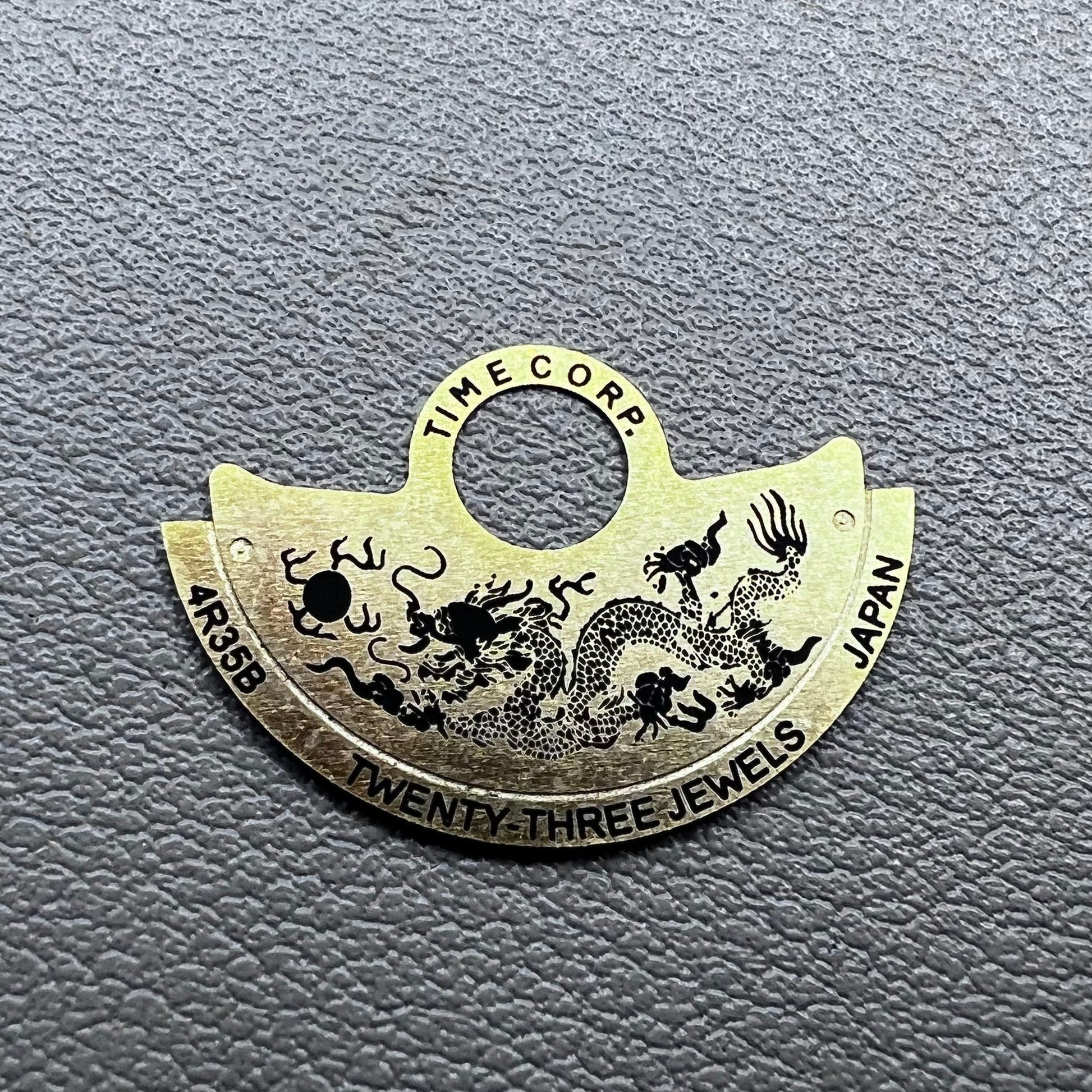 Golden Dragon rotor overlay for NH35 NH36 4R35 watch movement, enhancing style and branding.