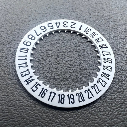White date disk wheel for NH34 NH35 watch movement, showing date at 6 o'clock position
