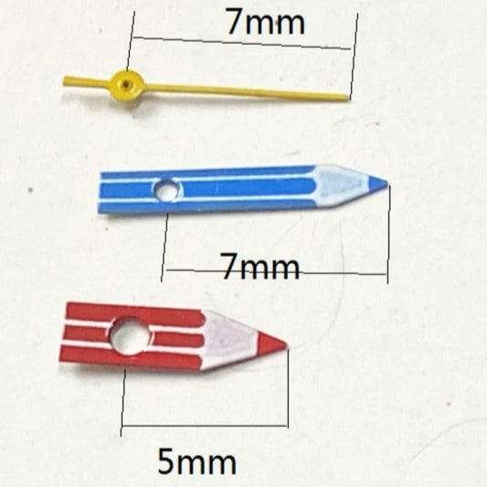 7x7x5mm pen style watch hands for Miyota 2035, sleek design for precision timekeeping.