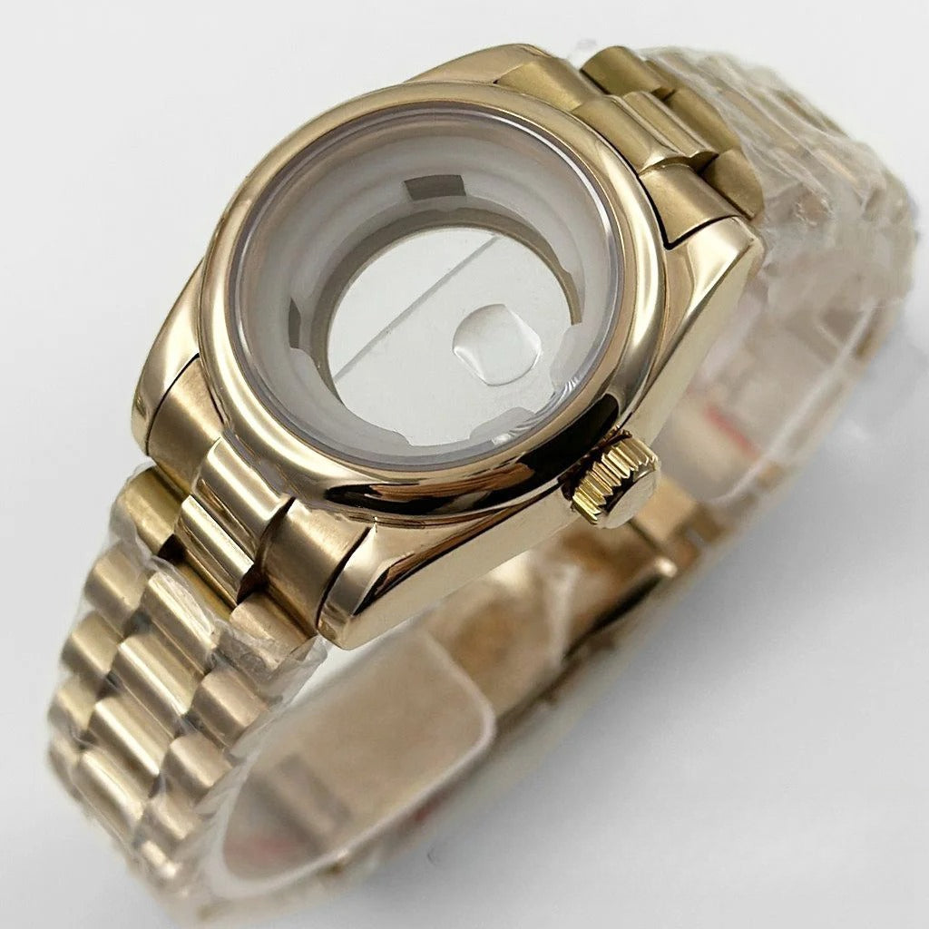 31MM Round Bezel Sapphire Glass Presidential bracelet Watch Case for NH05 NH06