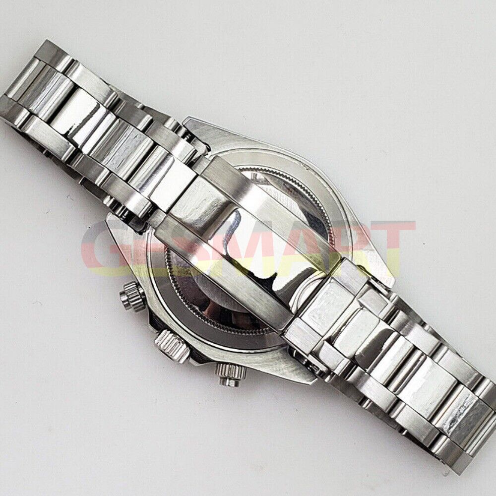 39mm stainless steel VK63 chronograph watch with green dial and sapphire glass, ideal for stylish everyday wear.