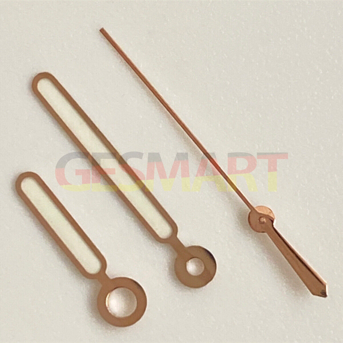 Set of 3 green luminous rose gold watch hands for NH35 NH36 SKX007 - precise timekeeping parts.