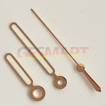 Set of 3 green luminous rose gold watch hands for NH35 NH36 SKX007 - precise timekeeping parts.