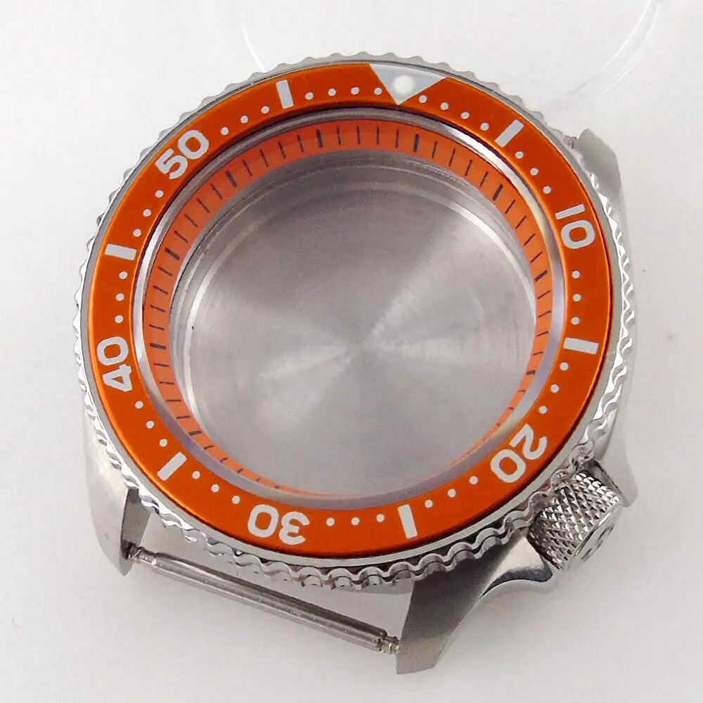 42mm Orange Chapter Ring Watch Case Sapphire Glass fit  NH35 NH36 NH34 SKX007