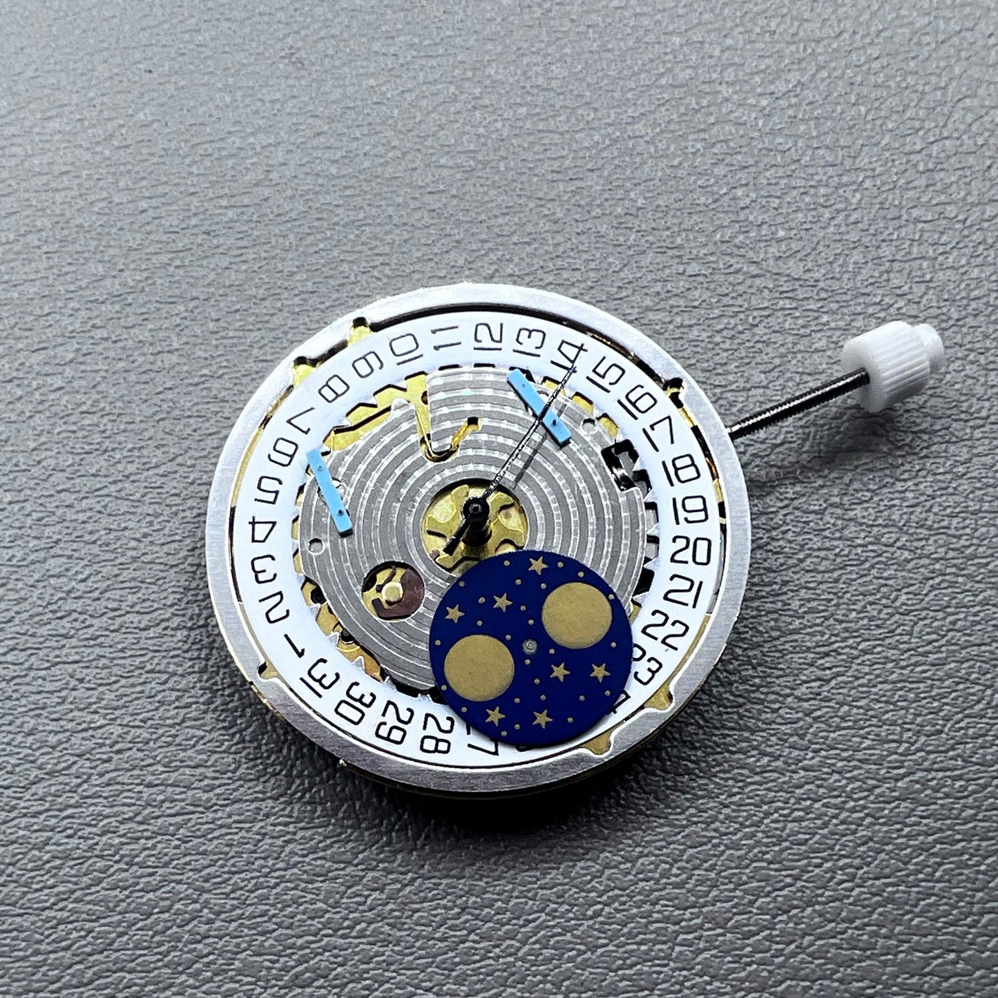 Swiss ISA 8171 Watch Quartz Movement Golden Plated Moonphase Date@3