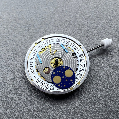 Swiss ISA 8171 Watch Quartz Movement Golden Plated Moonphase Date@3