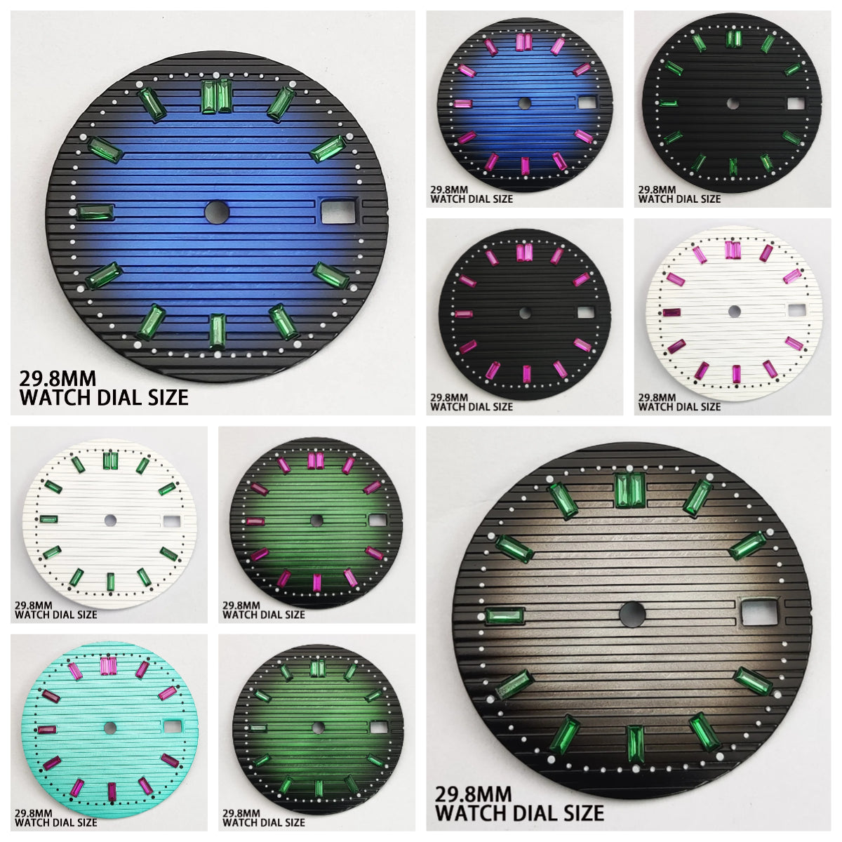 29.8MM Watch Dial Gradient Color Diamond  Modified Diving for NH35 NH36 Movement