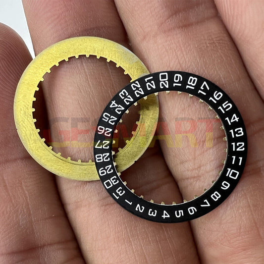 Swiss Made black date disk wheel for ETA2824 watch movements, date display at 3 o'clock slot.
