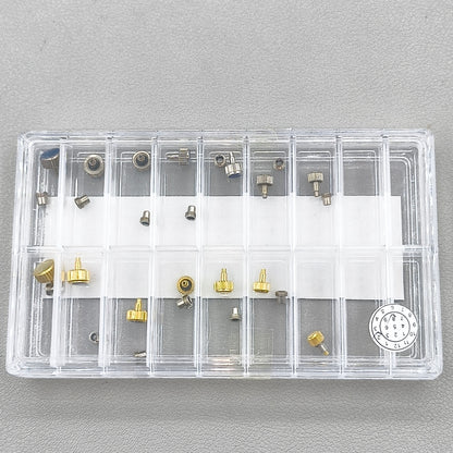 16 PIECES Stainless Steel Watch Crown Silver & Golden Screw on Crown Tube & Gasket