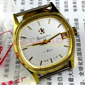 33mm Shanghai Manual Mechanical Watch Golden Nail White Dial Single Calendar