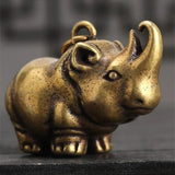 Copper Cute Rhinoceros Trinket Vintage Hand Carved Bronze Model Figurines