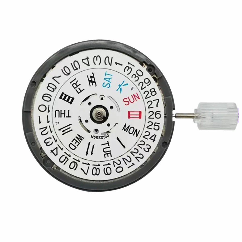 Seiko NH36A automatic watch movement with dual calendar, date at 3, 21600 bpm, repair part.