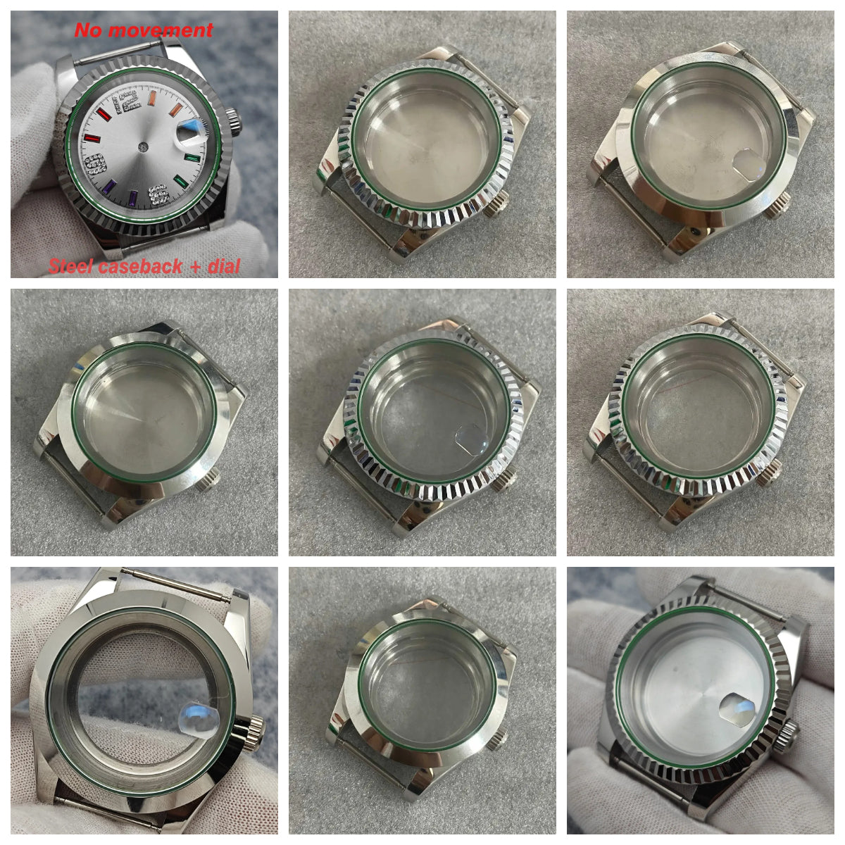 39mm Steel Watch Case Gear Ring Case with Sapphire Glass for NH35/ NH36/ 4R