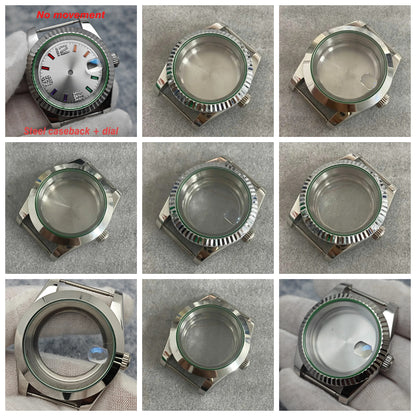39mm Steel Watch Case Gear Ring Case with Sapphire Glass for NH35/ NH36/ 4R
