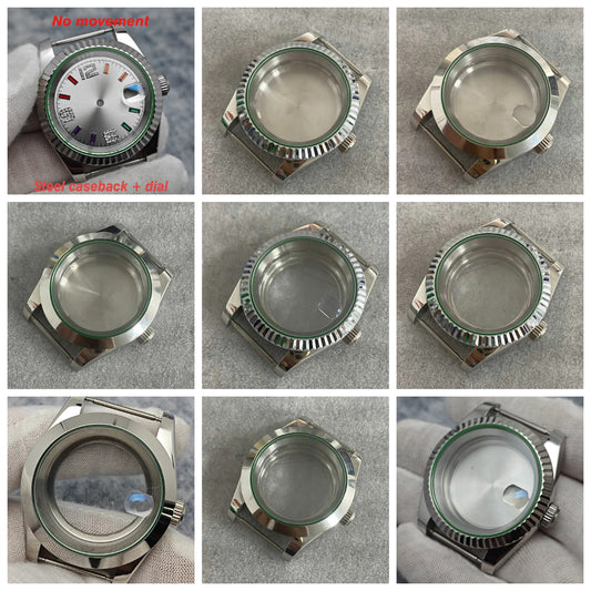39mm Steel Watch Case Gear Ring Case with Sapphire Glass for NH35/ NH36/ 4R