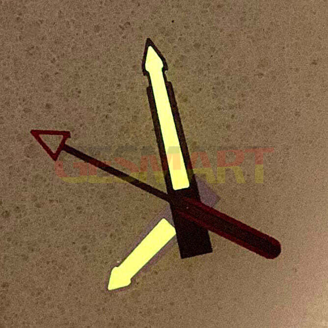 Arrow shape yellow luminous watch hands with black trim, compatible with NH35/NH36/4R/7S movements.