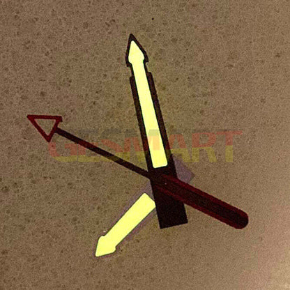 Arrow shape yellow luminous watch hands with black trim, compatible with NH35/NH36/4R/7S movements.