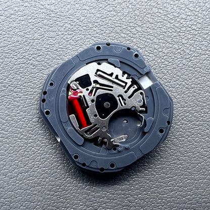 Japan Hattori VJ76B quartz watch movement with date display at 12 o'clock position, precise timekeeping.