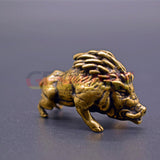 Solid Copper Little Wild Boar Trinket Vintage Hand Carved Bronze Model Figurines