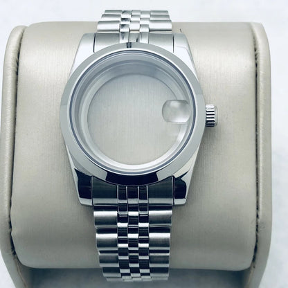 36/40mm Watch Case with Stainless Steel Sapphire Crystal for NH34 NH36 S Crown