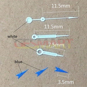 White Pointed 11.5mm Blue Second Hand Watch Hands for Miyota OS10 OS20 OS60 OS80