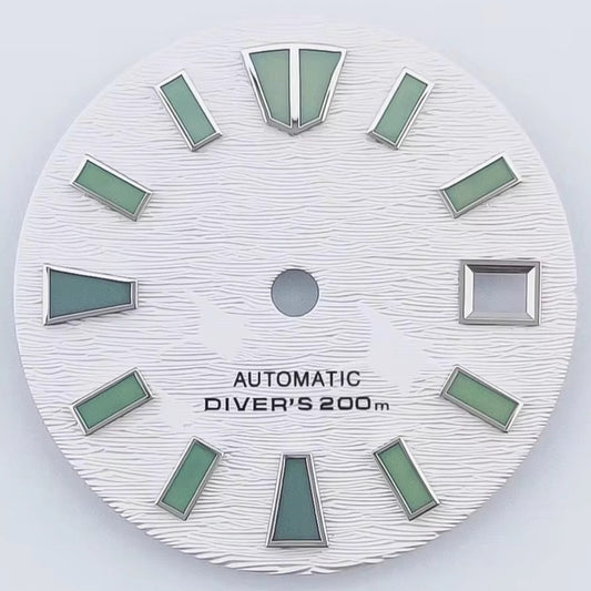 29mm Green Lume White Watch Dial Fit For NH35 NH36 Movement No Logo